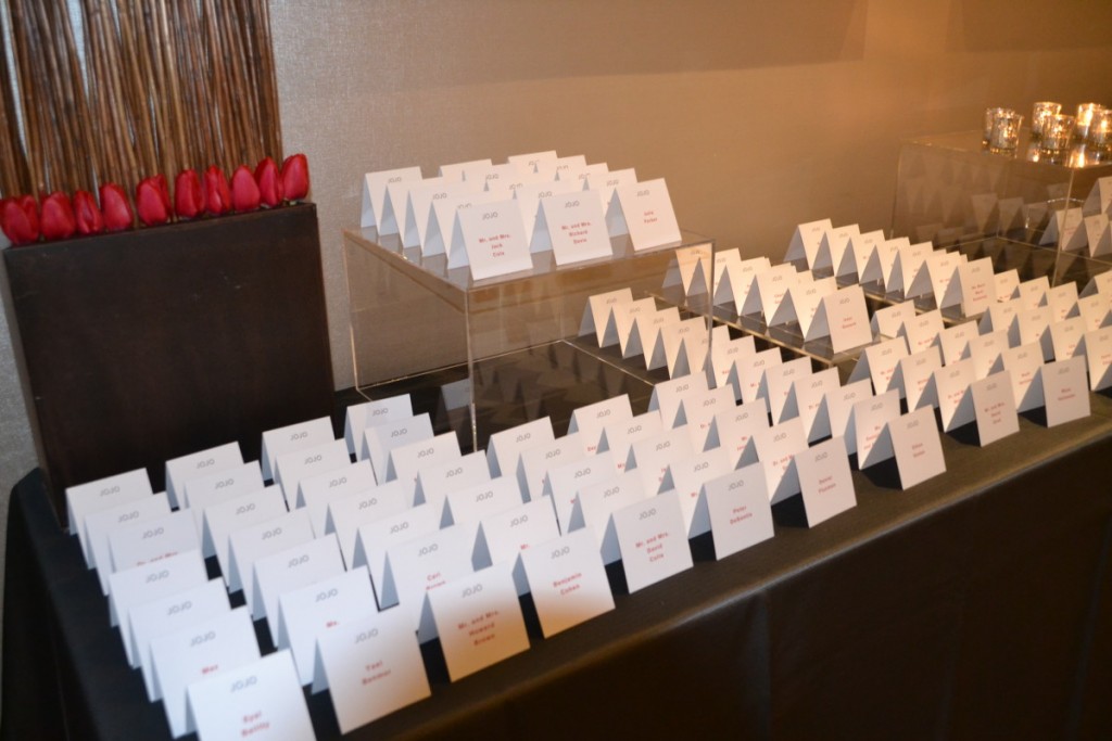 Simple Place Cards / Seating Cards for Bar Mitzvah.  RSG Events.  Toronto