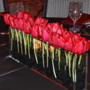 Tulip Table Arrangement.  Tulip Centrepiece.  Bar Mitzvah.  RSG Events.  Toronto